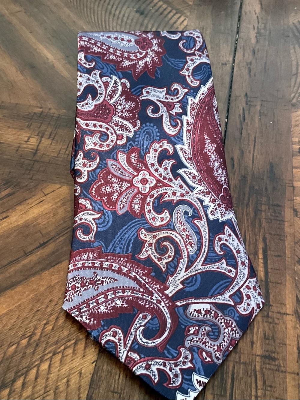 Towncraft Navy and Burgundy Paisley Silk Tie